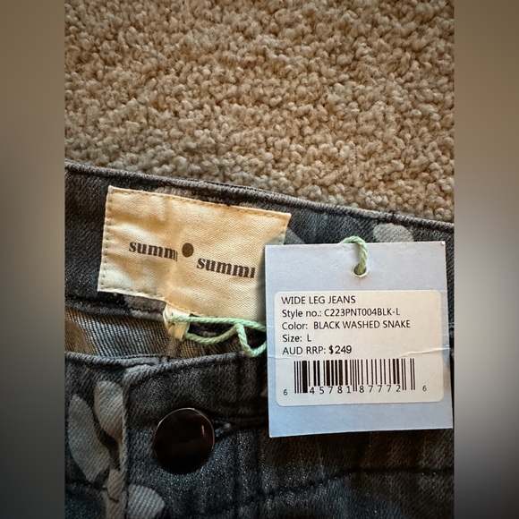 Summi Summi Wide Leg Jeans Black Washed Snake - L - Picture 6 of 7